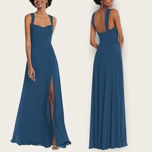 NWT | After Six | Contoured Wide Strap Sweetheart Maxi | Sofia Blue | 4R